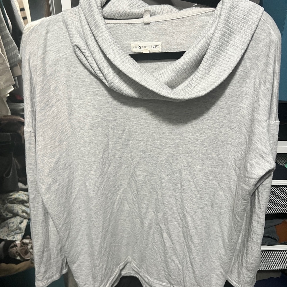 Ann Taylor LOFT Gray Cowl Neck Top